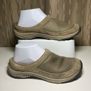 Merrell Breeze Women's 7.5 Slip On Trail Shoes Deep Tan Mesh Leather J098382